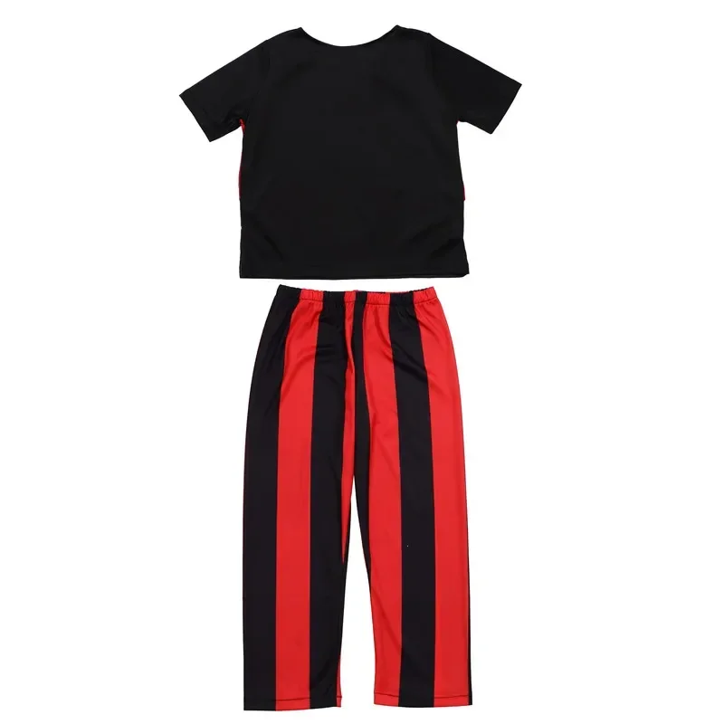 Boys Pirate Costume Set Short‑Sleeve Top Long Striped Pants Halloween Trick Or Treat Birthday Themed Party Outfit