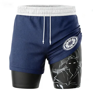 Japanese Anime Style "Ice Crack" Double-layer Shorts, Sports Men's Five-inch Pants