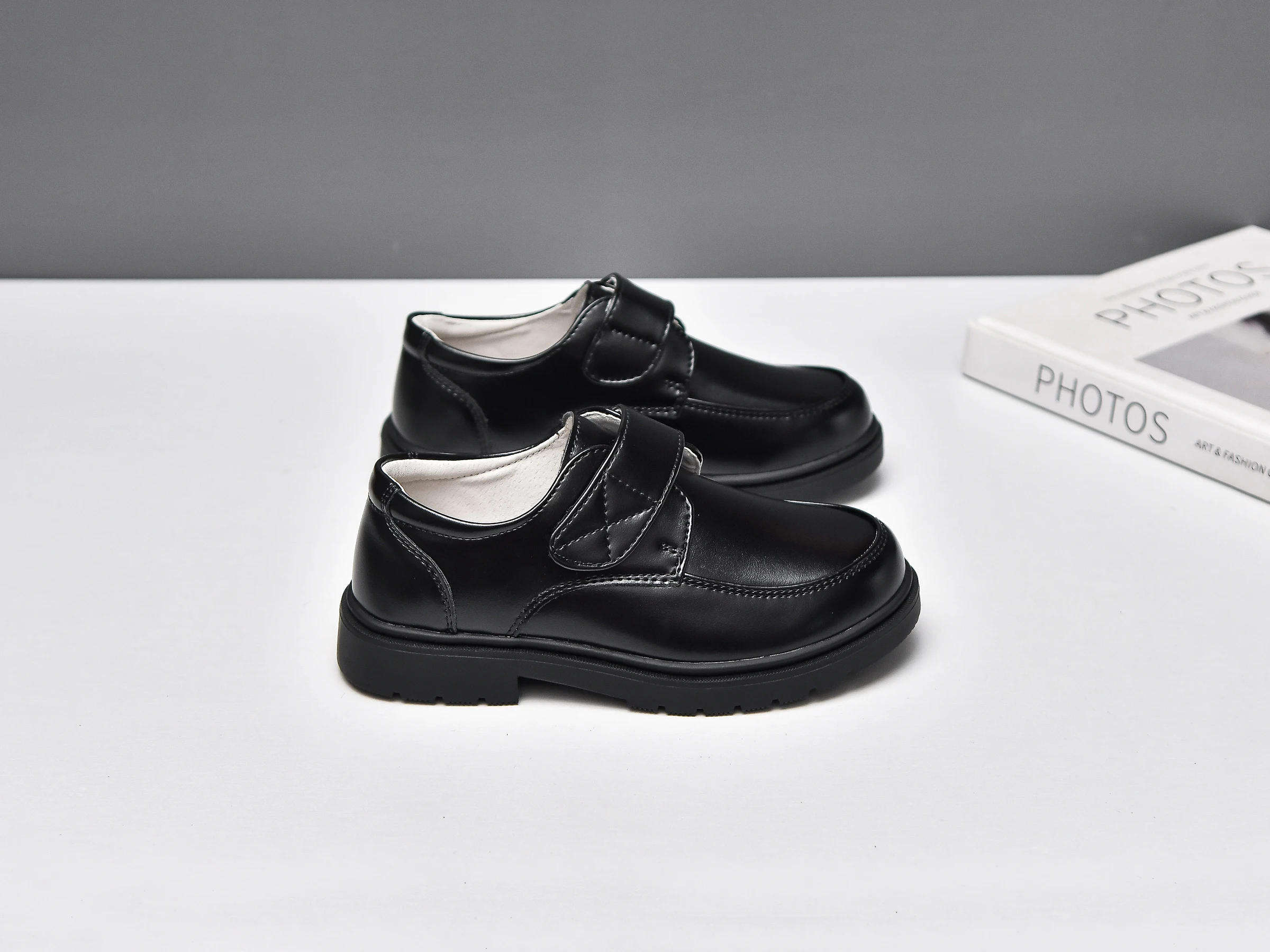 Children's Black Lether Shoes for Ages 3-15, Anti-Slip Breathable Soft Sole, Perfect for School, Outdoor Daily, Weddings.
