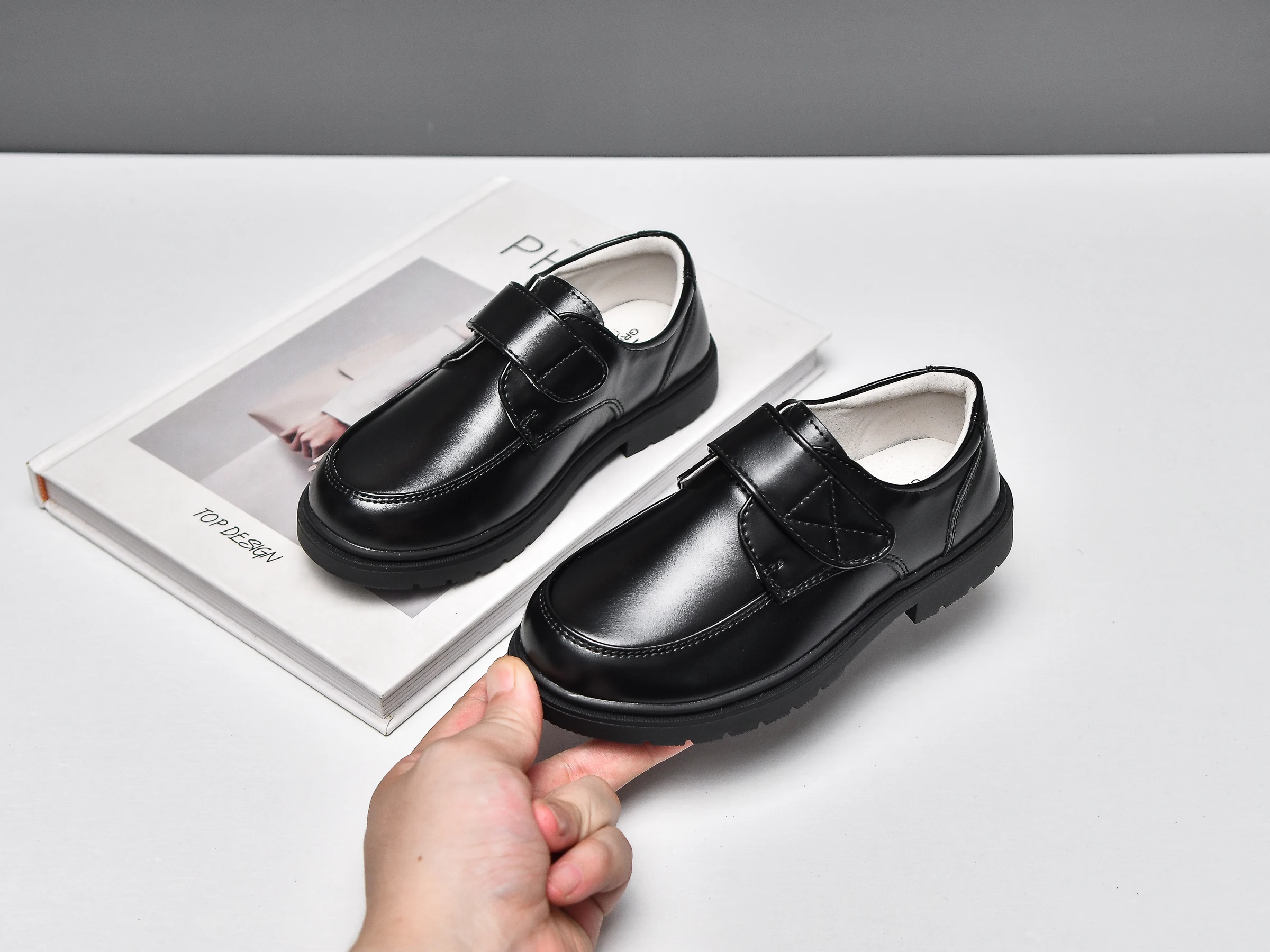 Children's Black Lether Shoes for Ages 3-15, Anti-Slip Breathable Soft Sole, Perfect for School, Outdoor Daily, Weddings.