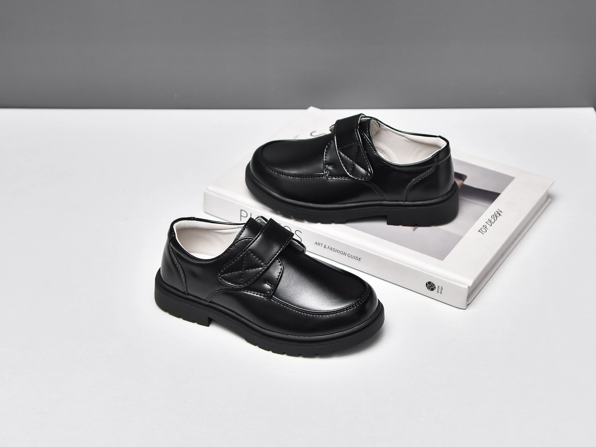 Children's Black Lether Shoes for Ages 3-15, Anti-Slip Breathable Soft Sole, Perfect for School, Outdoor Daily, Weddings.