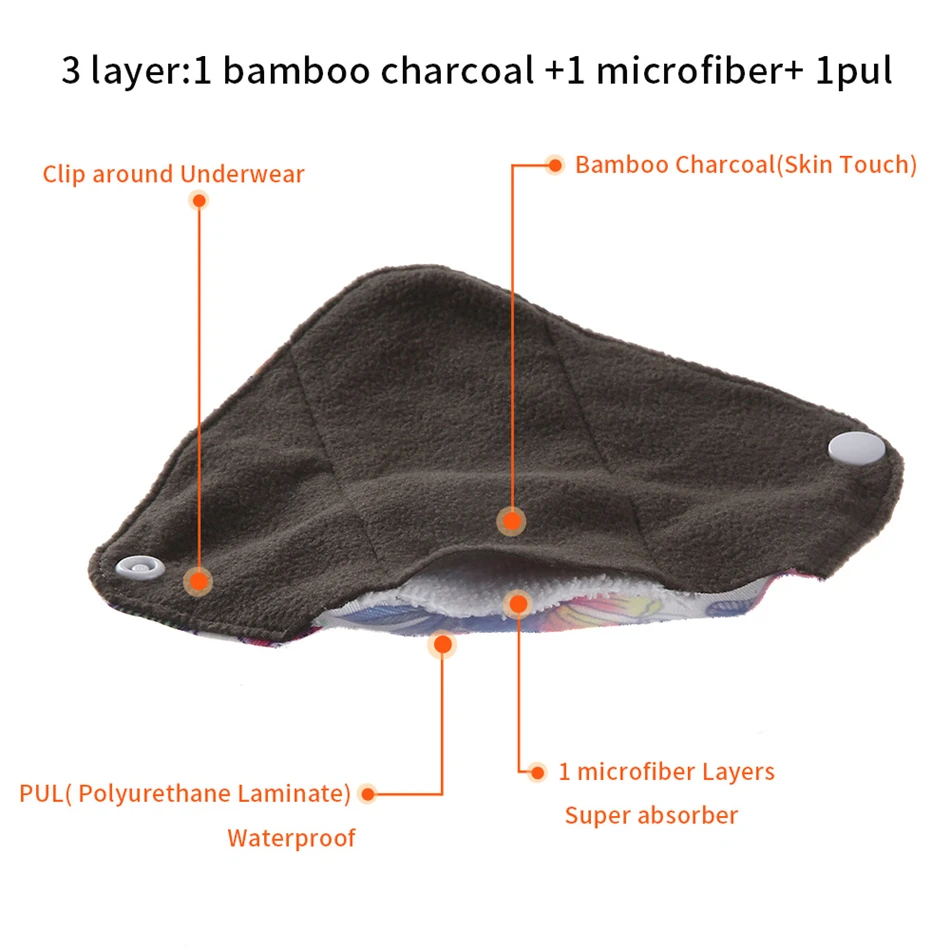 10pcs Reusable Waterproof Bamboo Fiber Pads Menstrual Cloth Sanitary Pads Feminine Maternity Hygiene Panty Liner