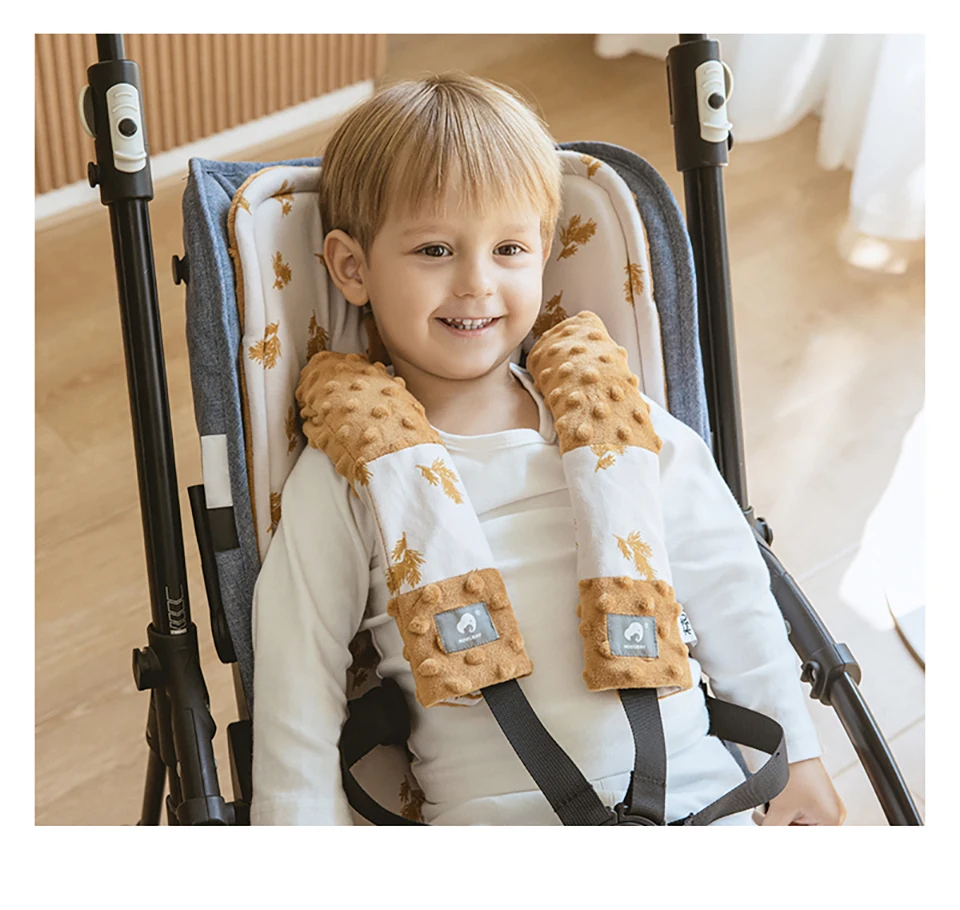 Stroller Cushion & Seat Belt Cover 2Pcs/Set Universal Baby Pram Seat Pad Soft Kids Pushchair Car Mat Stroller Accessories