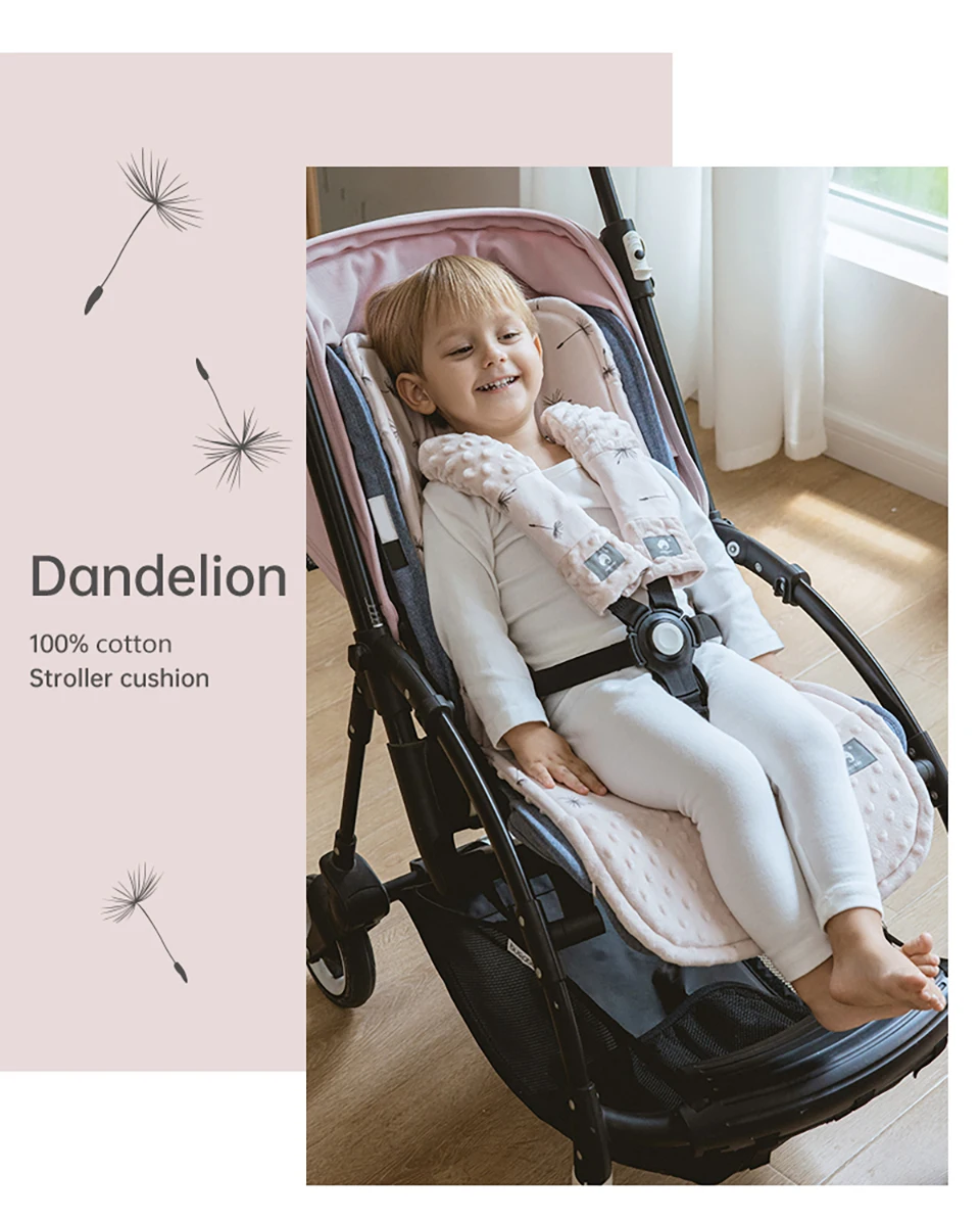 Stroller Cushion & Seat Belt Cover 2Pcs/Set Universal Baby Pram Seat Pad Soft Kids Pushchair Car Mat Stroller Accessories