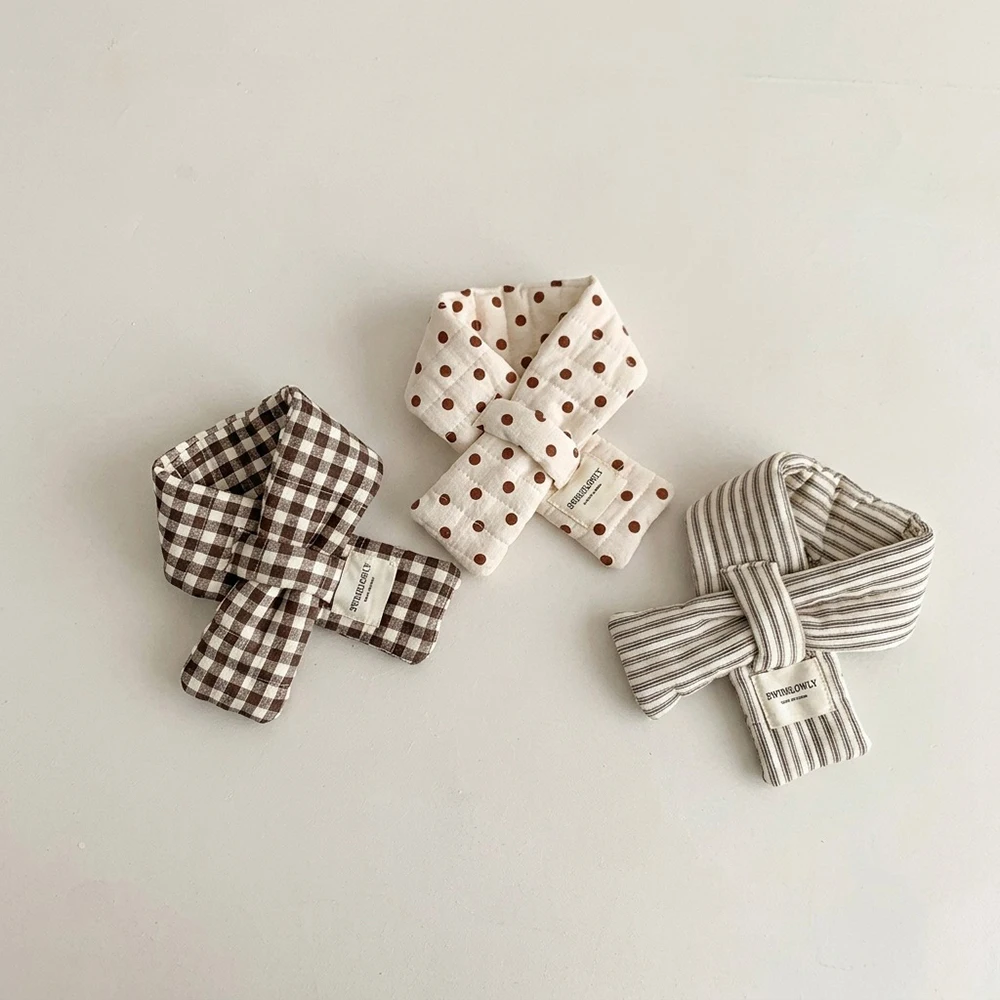MILANCEL Children's Scarf 2-8T Striped Grid Warm Winter Kids Scarf 3 Colors Korean Version Girls Neckerchief
