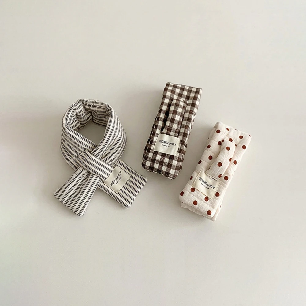 MILANCEL Children's Scarf 2-8T Striped Grid Warm Winter Kids Scarf 3 Colors Korean Version Girls Neckerchief