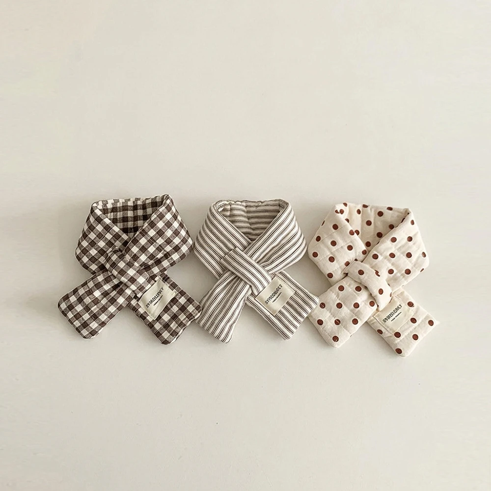 MILANCEL Children's Scarf 2-8T Striped Grid Warm Winter Kids Scarf 3 Colors Korean Version Girls Neckerchief