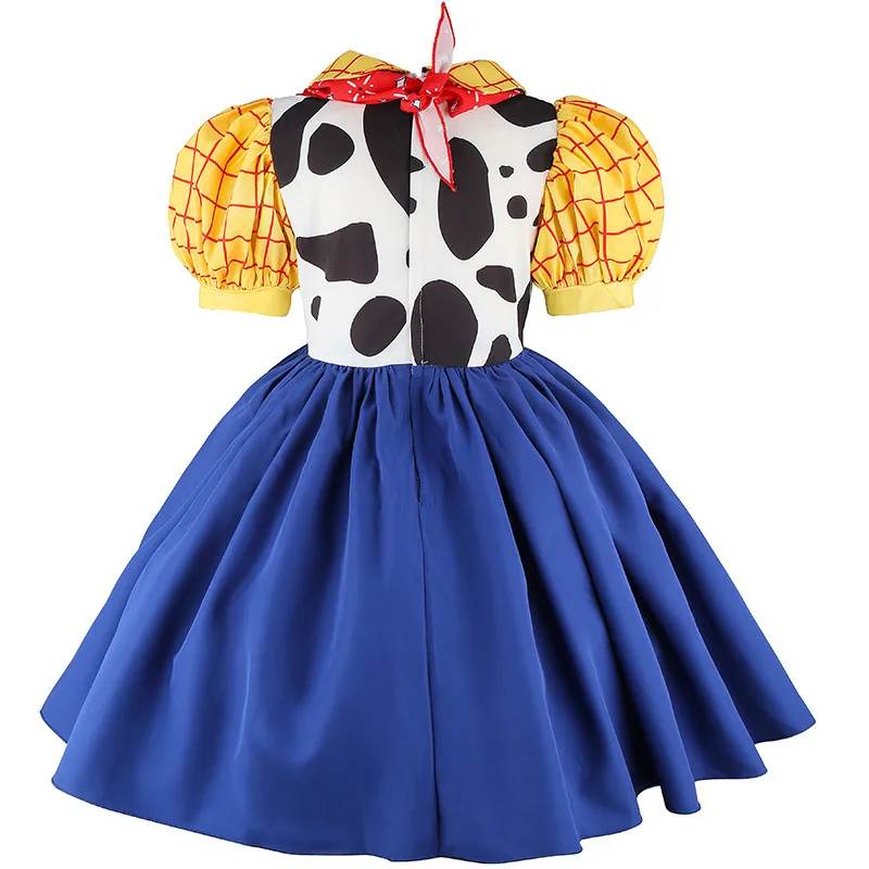 2026 Movie Cosplay Costume Kids Western Cowgirl Outfit Puff Sleeve 2-8Y Halloween Woody Dress Jessie Toy Party Role Play Apparel