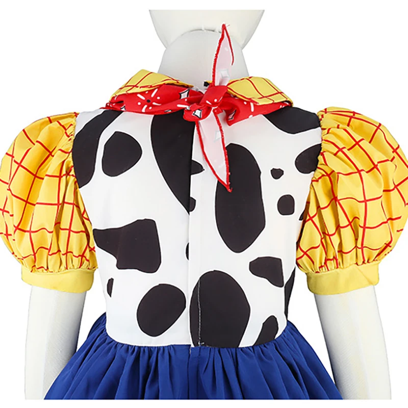 2026 Movie Cosplay Costume Kids Western Cowgirl Outfit Puff Sleeve 2-8Y Halloween Woody Dress Jessie Toy Party Role Play Apparel