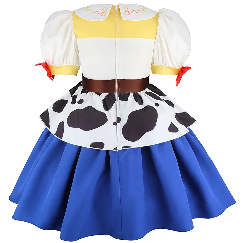 2026 Movie Cosplay Costume Kids Western Cowgirl Outfit Puff Sleeve 2-8Y Halloween Woody Dress Jessie Toy Party Role Play Apparel