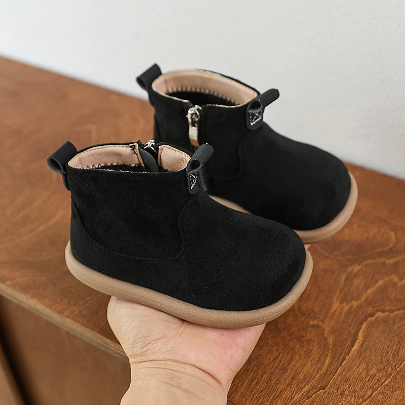 Baby Boys Girls Boots Autumn Winter Children Casual Shoes Outdoor Anti-slip Infant Shoes Oxford Suede Plush Kids Ankle Boots