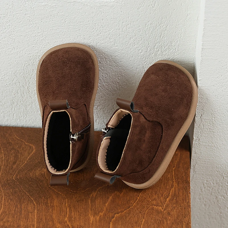 Baby Boys Girls Boots Autumn Winter Children Casual Shoes Outdoor Anti-slip Infant Shoes Oxford Suede Plush Kids Ankle Boots