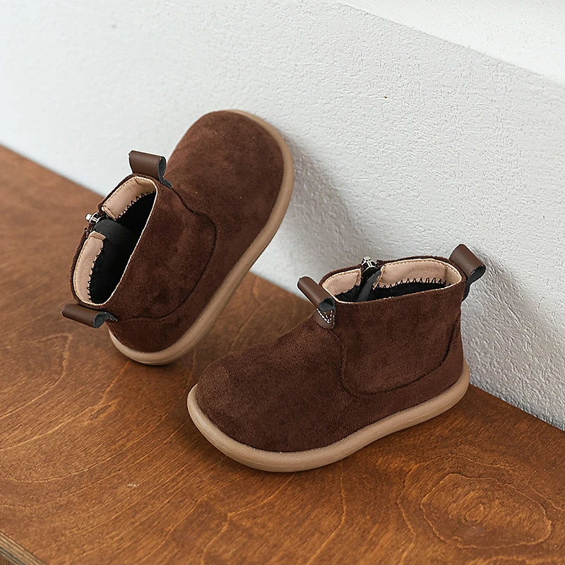Baby Boys Girls Boots Autumn Winter Children Casual Shoes Outdoor Anti-slip Infant Shoes Oxford Suede Plush Kids Ankle Boots