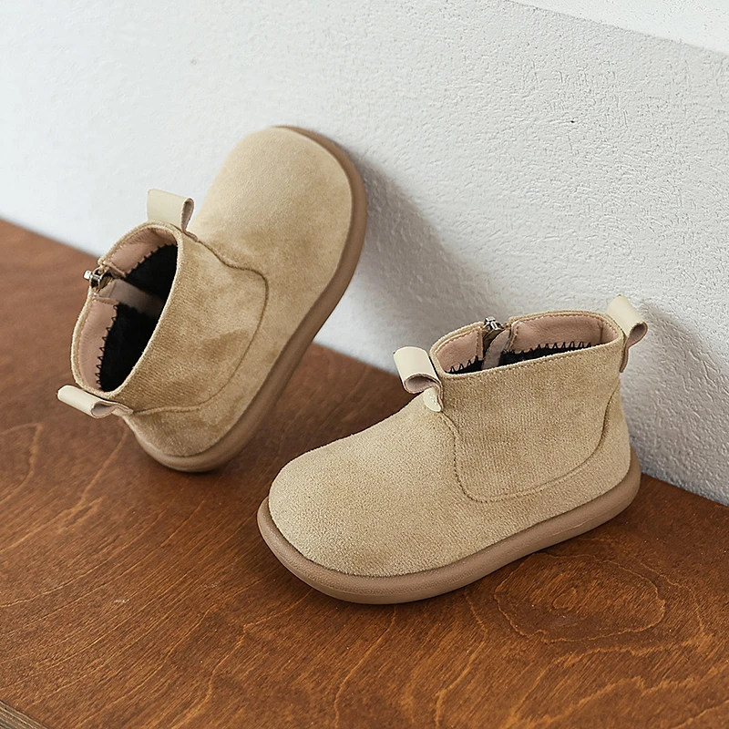 Baby Boys Girls Boots Autumn Winter Children Casual Shoes Outdoor Anti-slip Infant Shoes Oxford Suede Plush Kids Ankle Boots