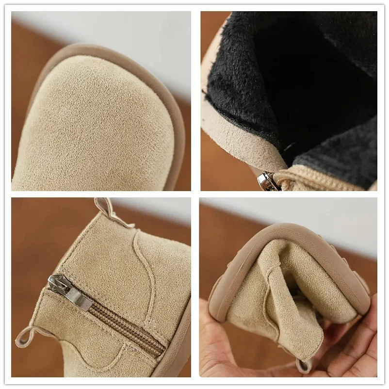Baby Boys Girls Boots Autumn Winter Children Casual Shoes Outdoor Anti-slip Infant Shoes Oxford Suede Plush Kids Ankle Boots