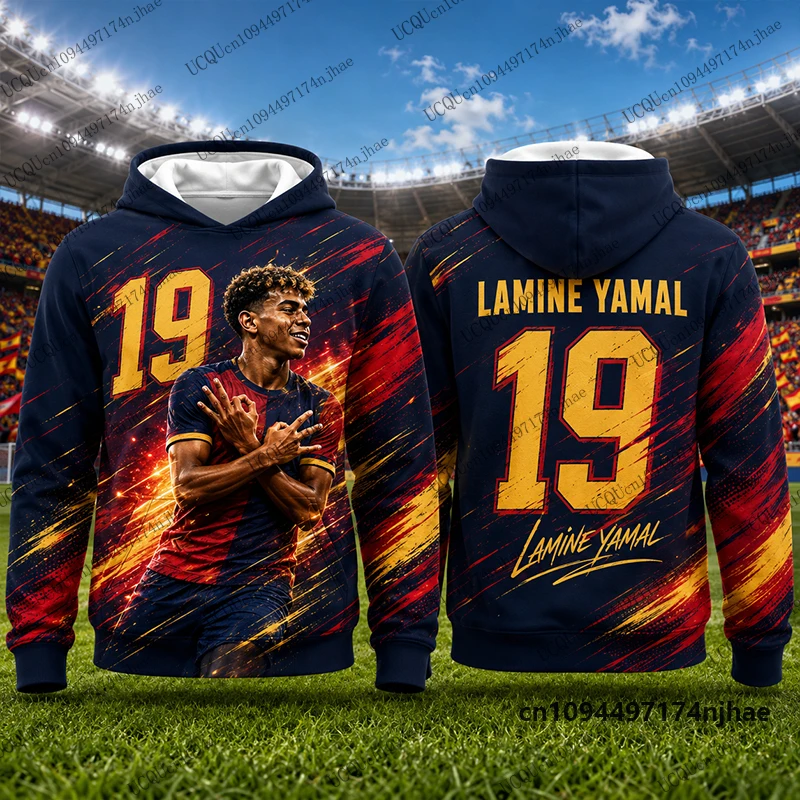 Autumn New Special Yamal #19 Print Hoodies For Men Long Sleeve Sportswear Children Football Pullover Sports Kids/Adult Tops