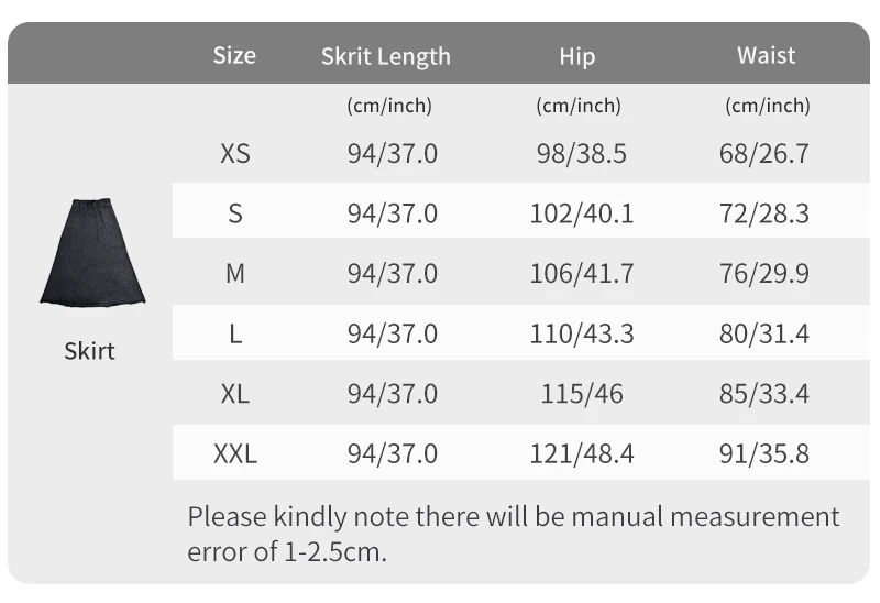 Fall Season Denim Black Women Lady Clothes Maxi Waisted Skirt and Long Sleeves Top Set Raw Edges Girl Skirt with Pockets