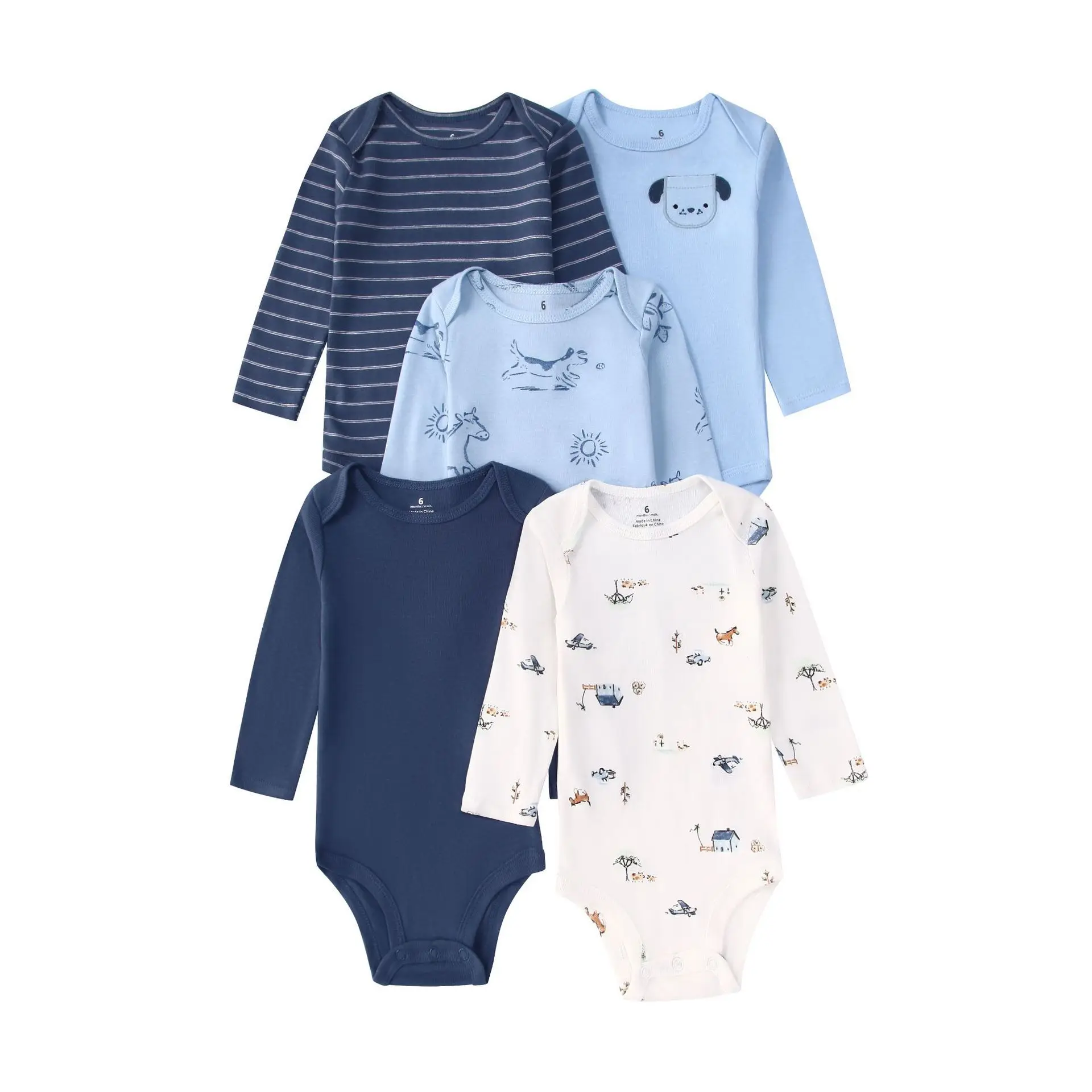 4/5 Pcs Baby Bodysuit Set for Newborns Cotton Romper Boys 0-24M Soft Long Sleeve Infant Daily Outfit Toddler Clothes