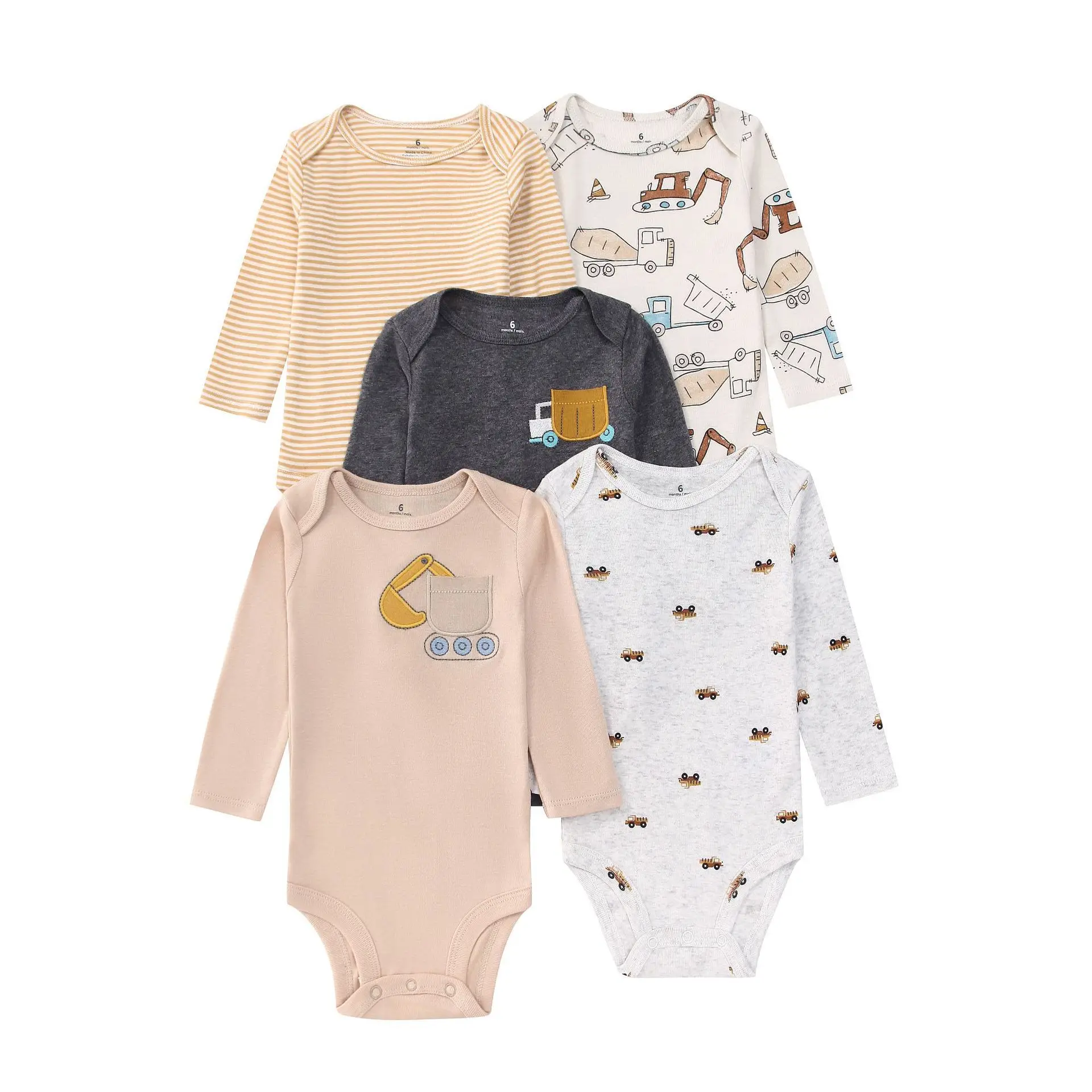 4/5 Pcs Baby Bodysuit Set for Newborns Cotton Romper Boys 0-24M Soft Long Sleeve Infant Daily Outfit Toddler Clothes