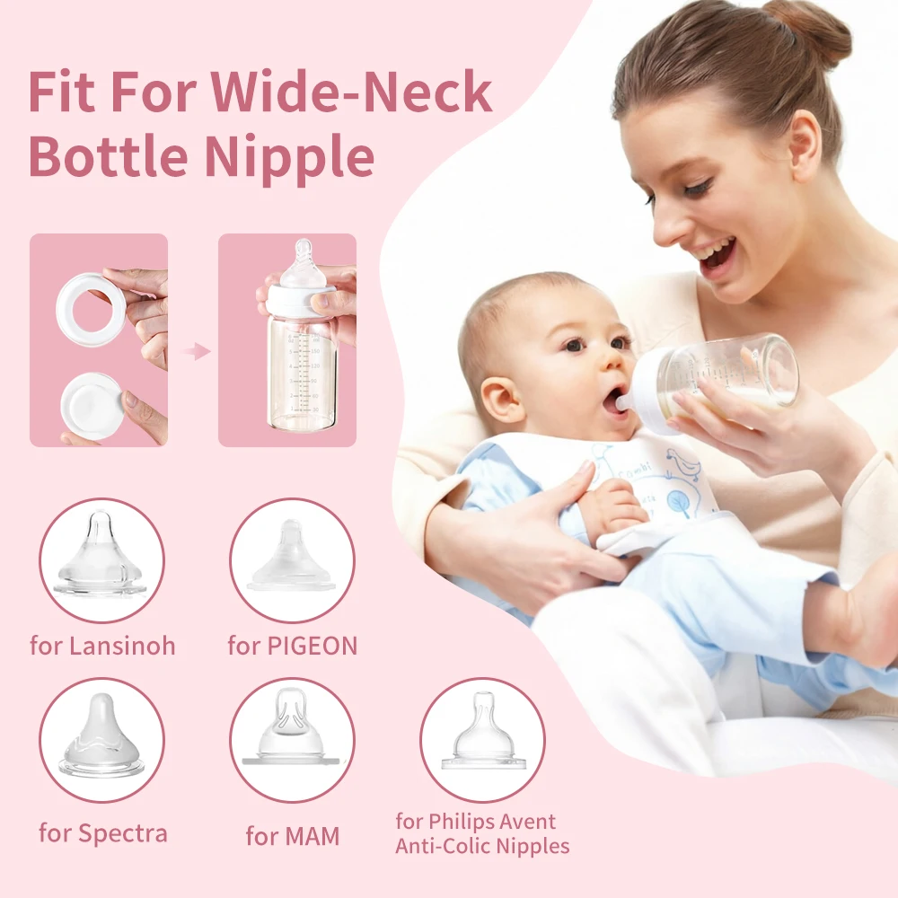 2Pcs 180ml Wide-Mouth Breastmilk Storage Bottles with Sealing Cap, Leak-Proof Design, Compatible with Spectra S1 S2 Breast Pumps