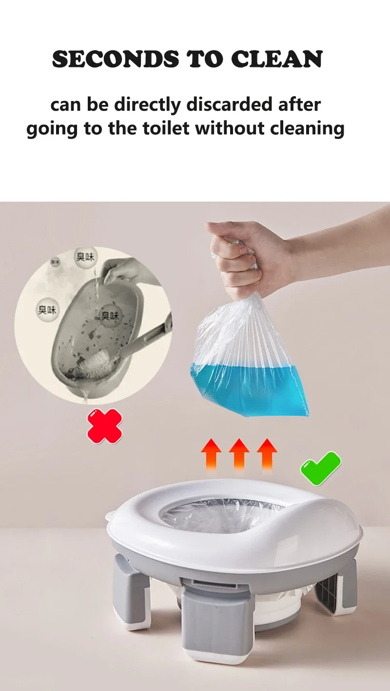 3 in 1 Travel Toilet Seat Foldable Blue Children Potty With Bags Baby Pot Portable Silicone Baby Potty Training Seat