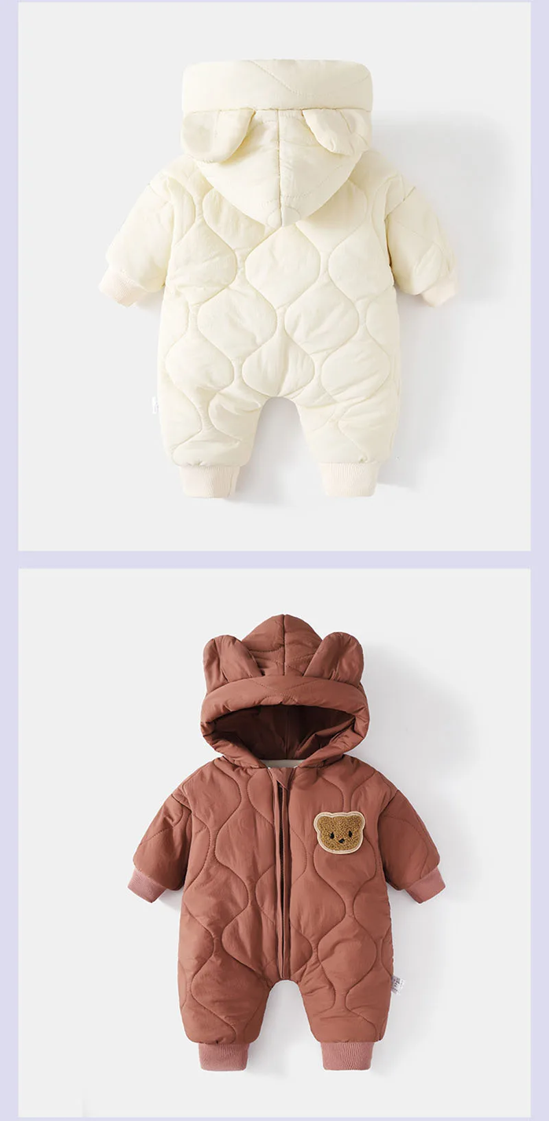 2026 Spring Autumn Hooded Infant Newborn Baby Rompers Fleece Padded Cartoon One-pieced Outdoor Outfit for Baby Boys Girls