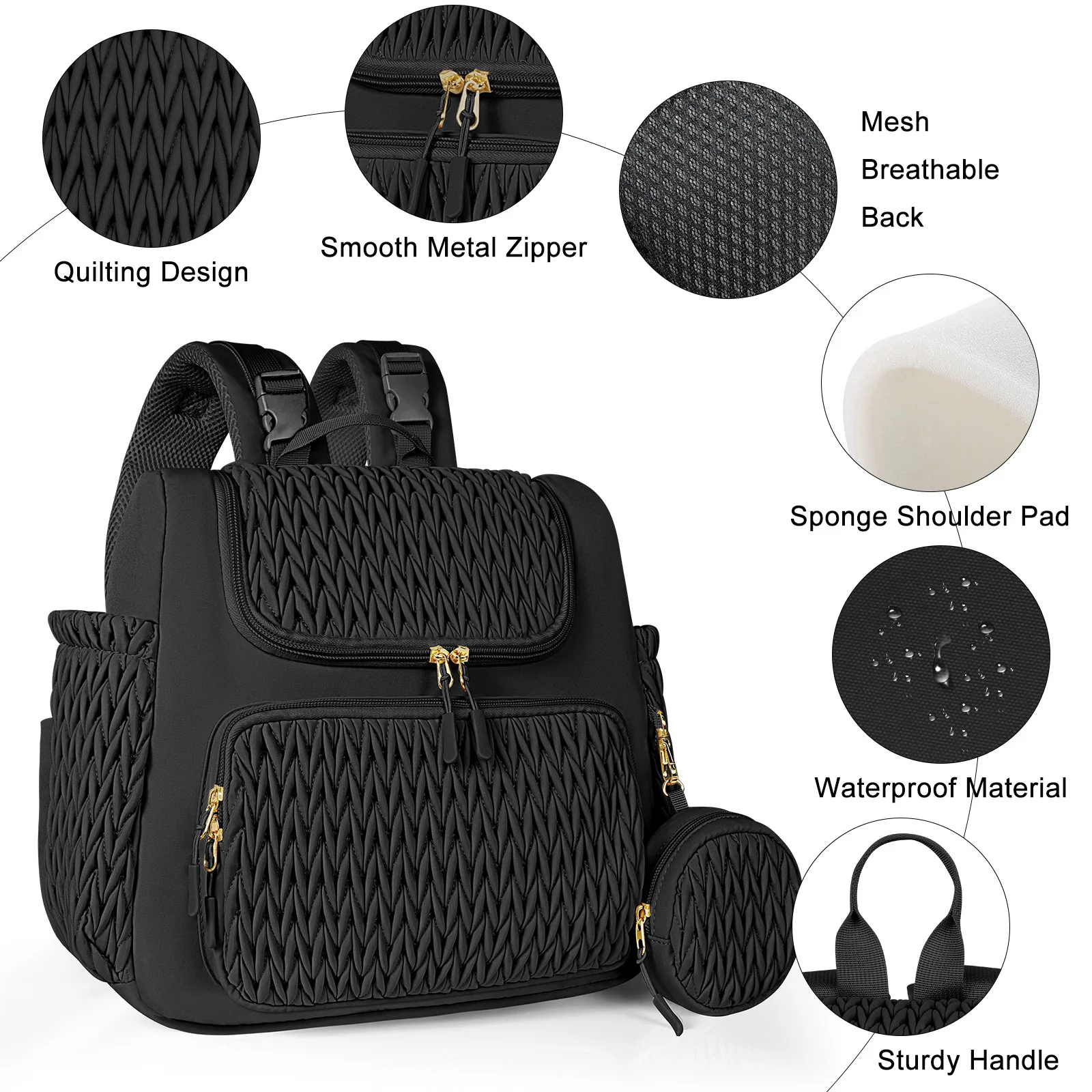 Mommy Diaper Bag Baby Stroller Organizer Backpack Large Capacity Outdoor Travel Maternity Bag With Insulated Pocket Changing Pad