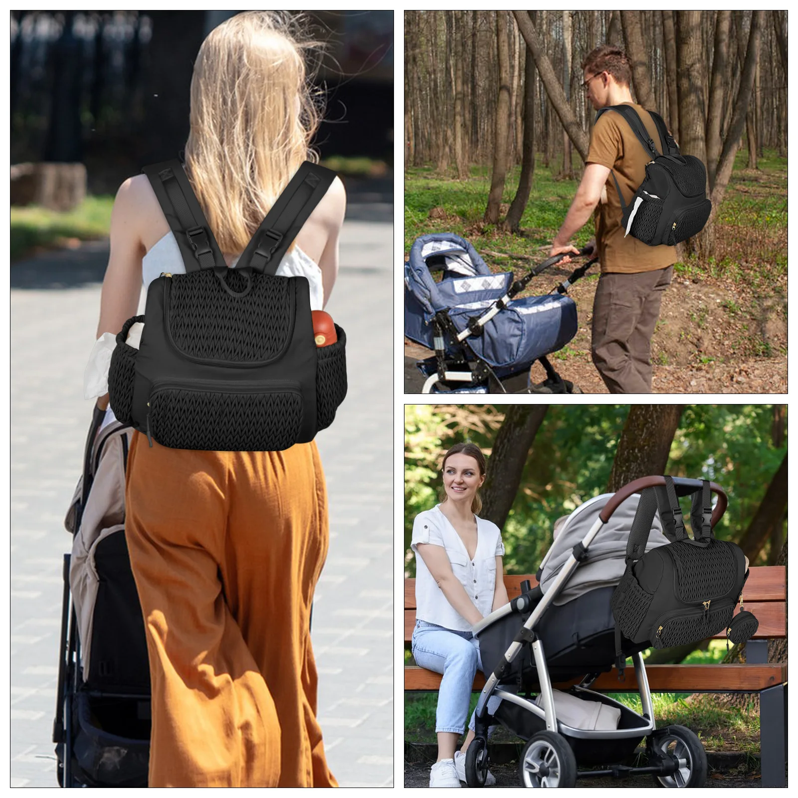 Mommy Diaper Bag Baby Stroller Organizer Backpack Large Capacity Outdoor Travel Maternity Bag With Insulated Pocket Changing Pad