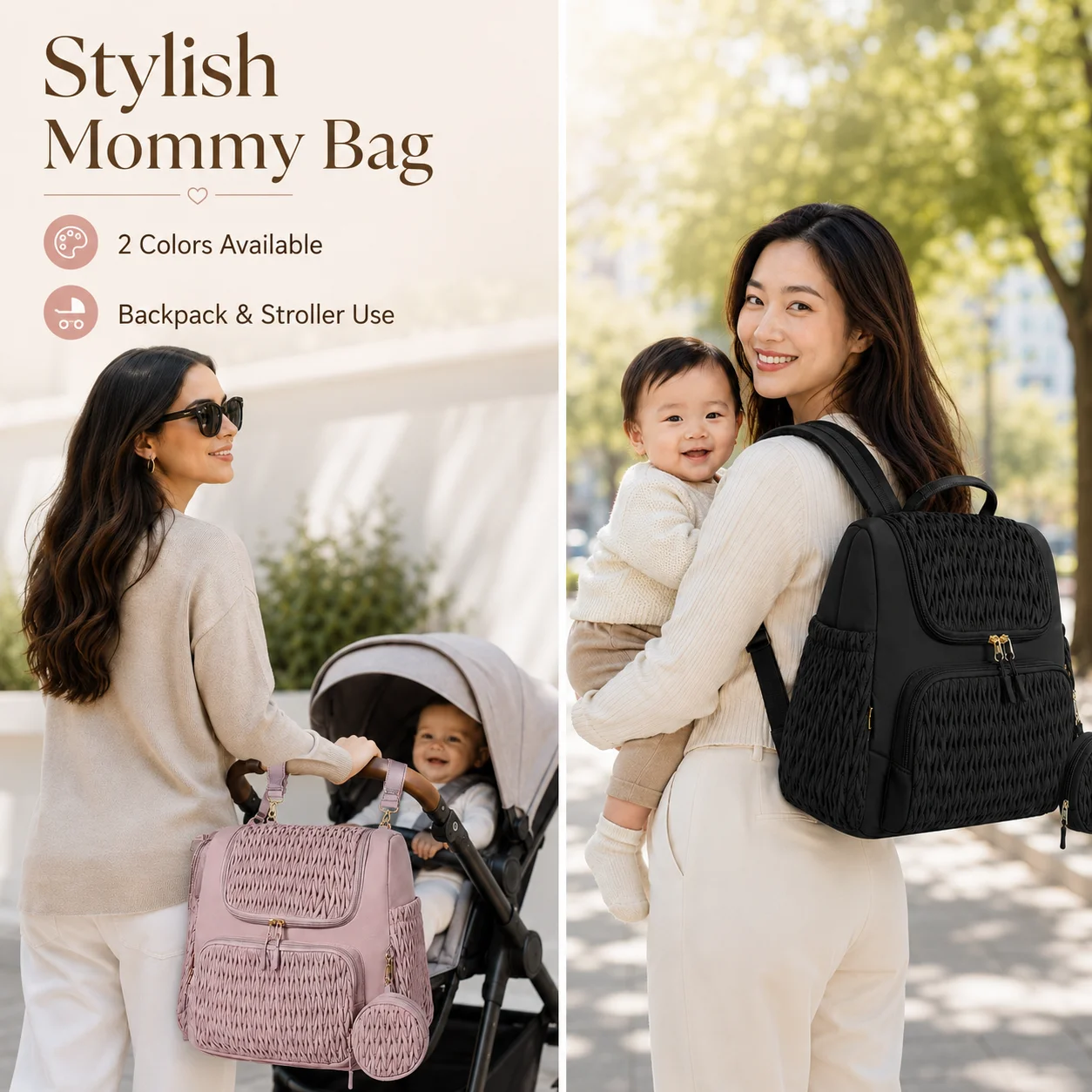 Mommy Diaper Bag Baby Stroller Organizer Backpack Large Capacity Outdoor Travel Maternity Bag With Insulated Pocket Changing Pad