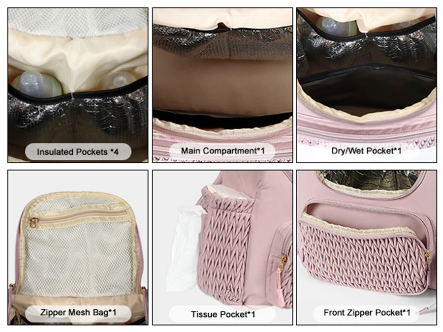 Mommy Diaper Bag Baby Stroller Organizer Backpack Large Capacity Outdoor Travel Maternity Bag With Insulated Pocket Changing Pad