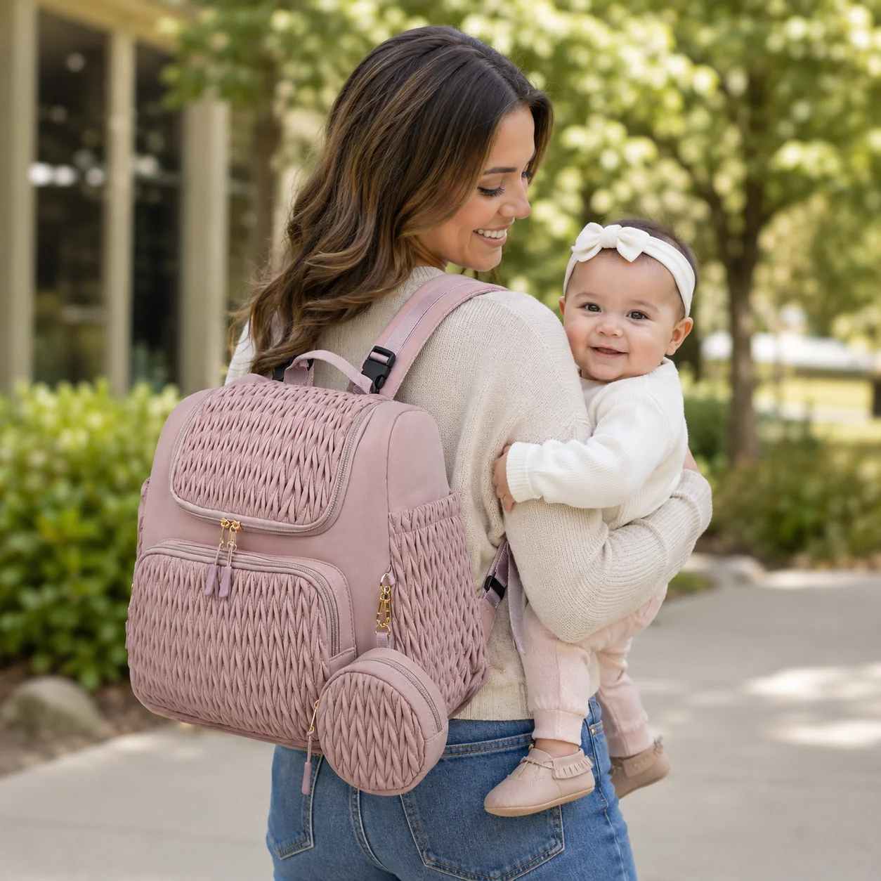 Mommy Diaper Bag Baby Stroller Organizer Backpack Large Capacity Outdoor Travel Maternity Bag With Insulated Pocket Changing Pad