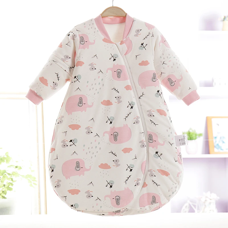 2.5Tog Spring and Autumn Thin Baby Sleeping Bag U-Shaped Cartoon Pure Cotton Kidsren's Sleeping Bag Anti-Kick Quilt 0-3Y Baby Sleeping Bag