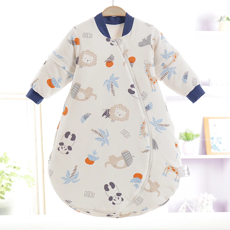 2.5Tog Spring and Autumn Thin Baby Sleeping Bag U-Shaped Cartoon Pure Cotton Kidsren's Sleeping Bag Anti-Kick Quilt 0-3Y Baby Sleeping Bag
