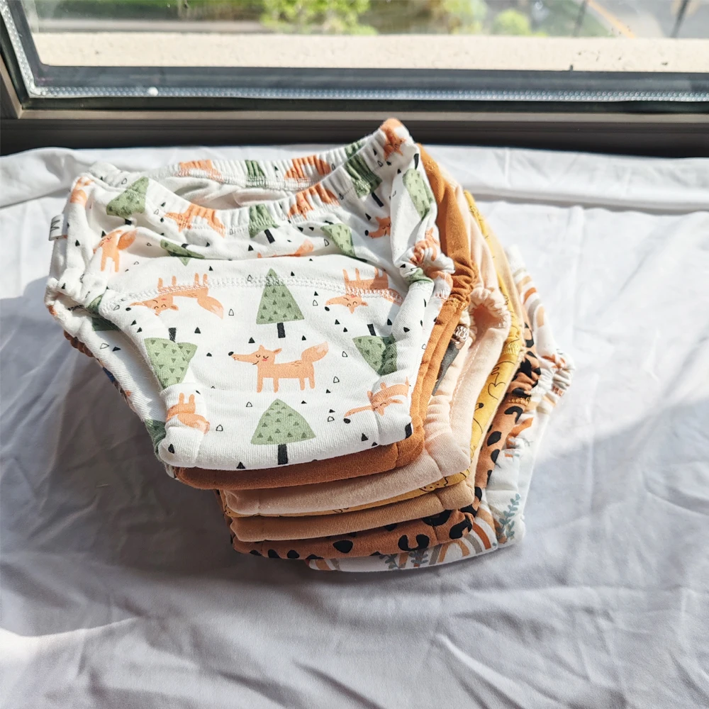 8/5pcs Baby Cotton Training Pants Panties Waterproof Cloth Diapers Reusable Toolder Nappies Diaper Baby Changing Nappy Underwear