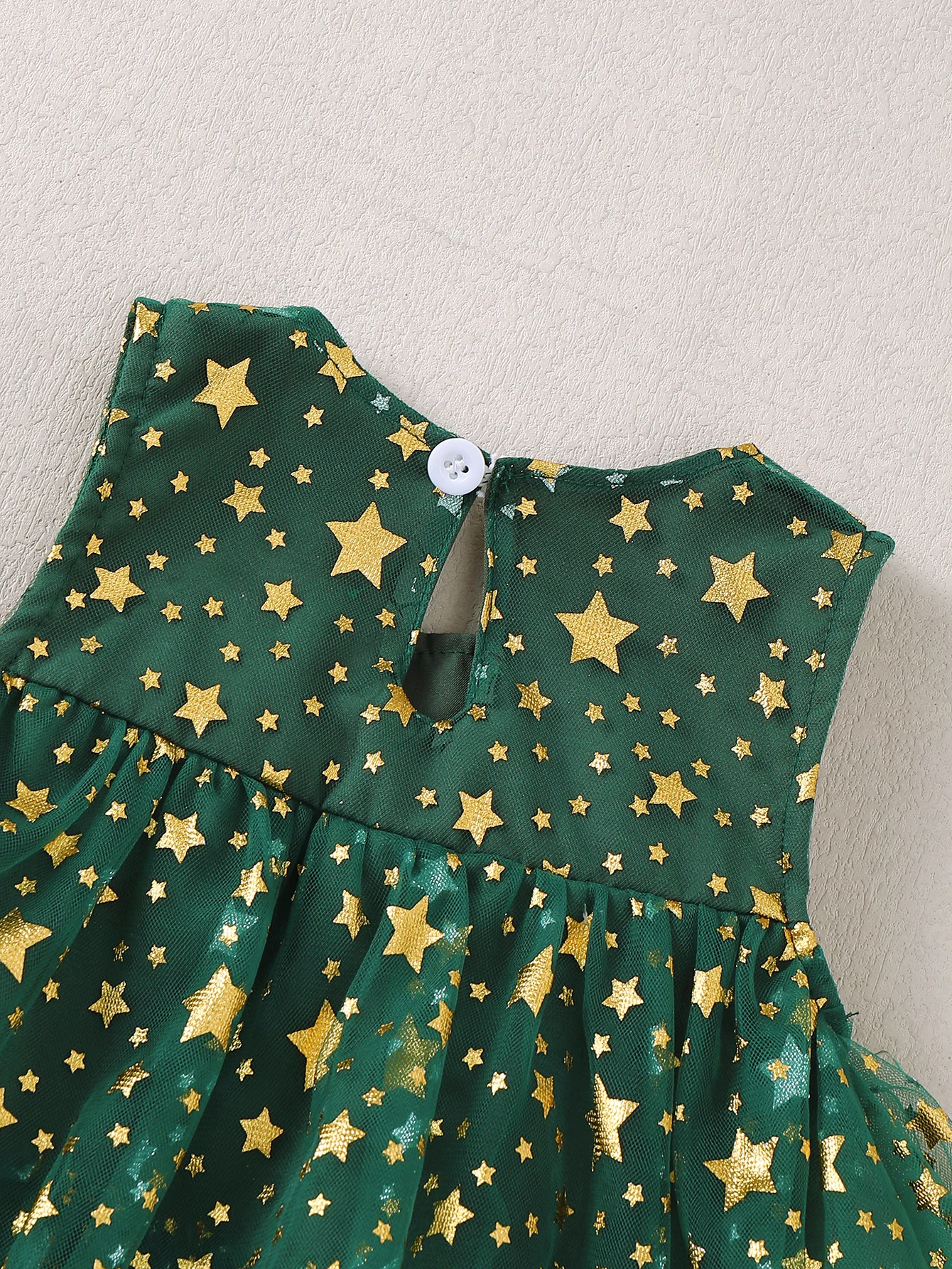 Christmas Star Pattern Sleeveless Tulle Dress for Baby Girls Toddler Girls' Clothing Festive Outfit for Children
