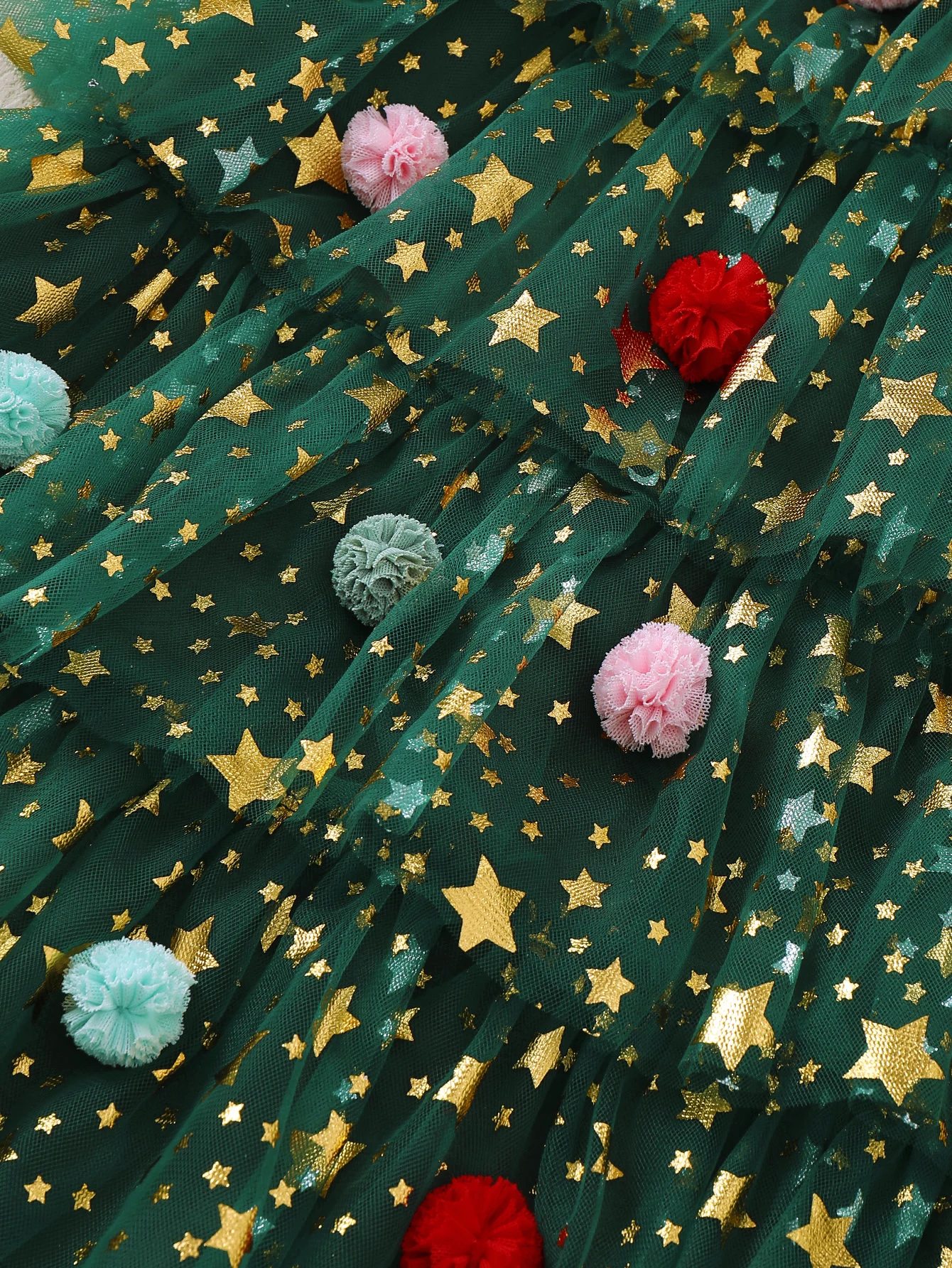 Christmas Star Pattern Sleeveless Tulle Dress for Baby Girls Toddler Girls' Clothing Festive Outfit for Children