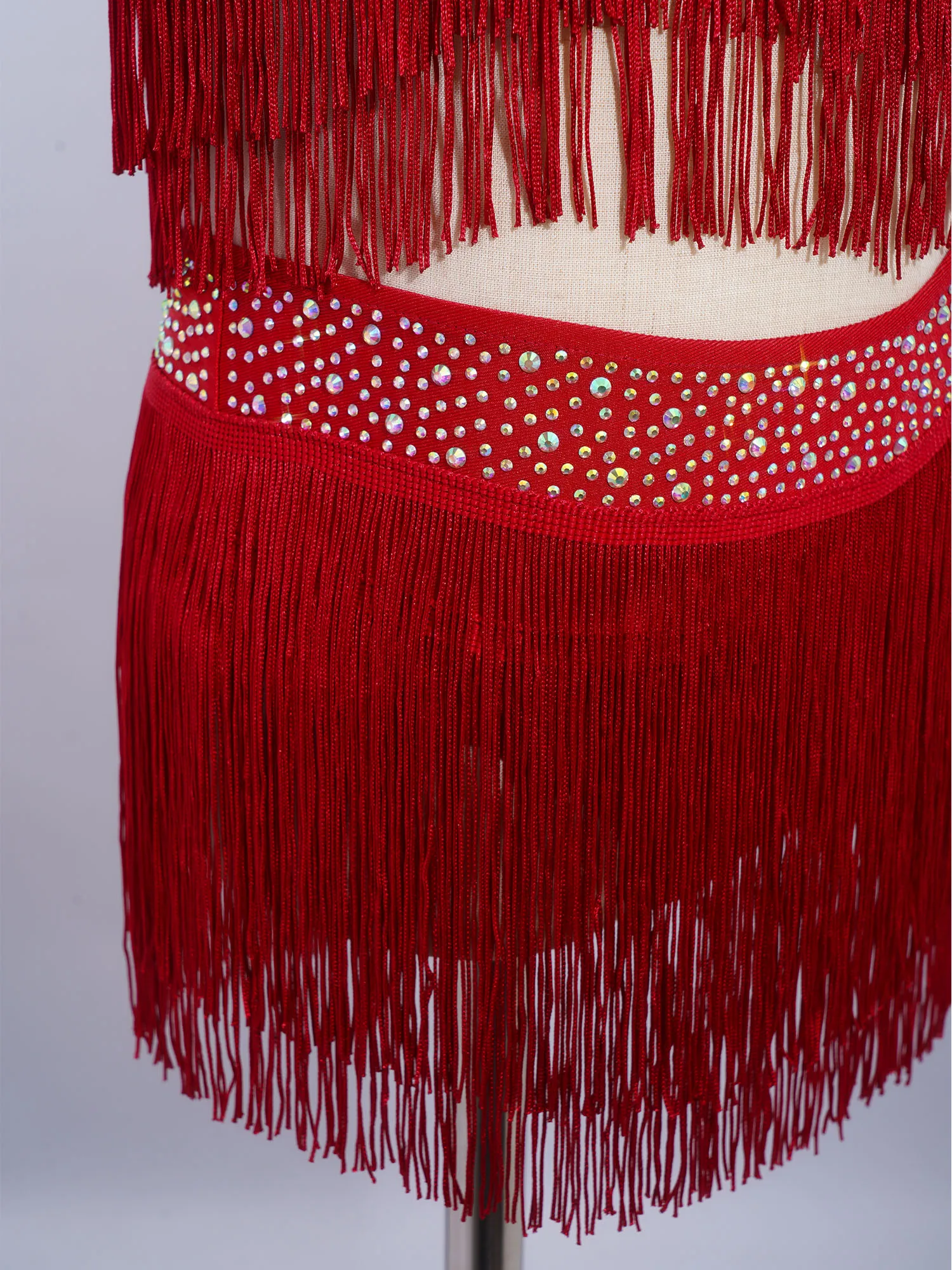 6-16Y Girls Latin Jazz Dance Cha-Cha Rumba Samba Tango Salsa Performance Dress Shiny Rhinestones Cutout Tassel Leotard Dresses