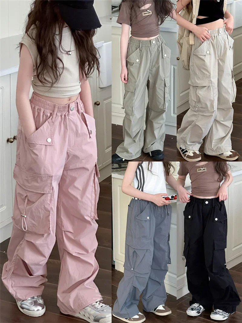 ZOETOPKID Girls Pants Spring Kids Hip Hop Pants Summer Children's Streetwear Casual Trousers Autumn Teen Large Size Sweatpants