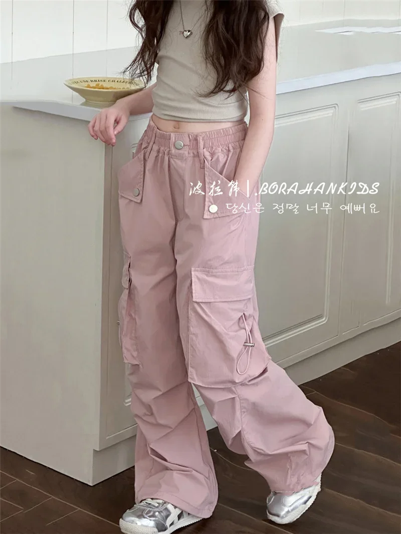 ZOETOPKID Girls Pants Spring Kids Hip Hop Pants Summer Children's Streetwear Casual Trousers Autumn Teen Large Size Sweatpants