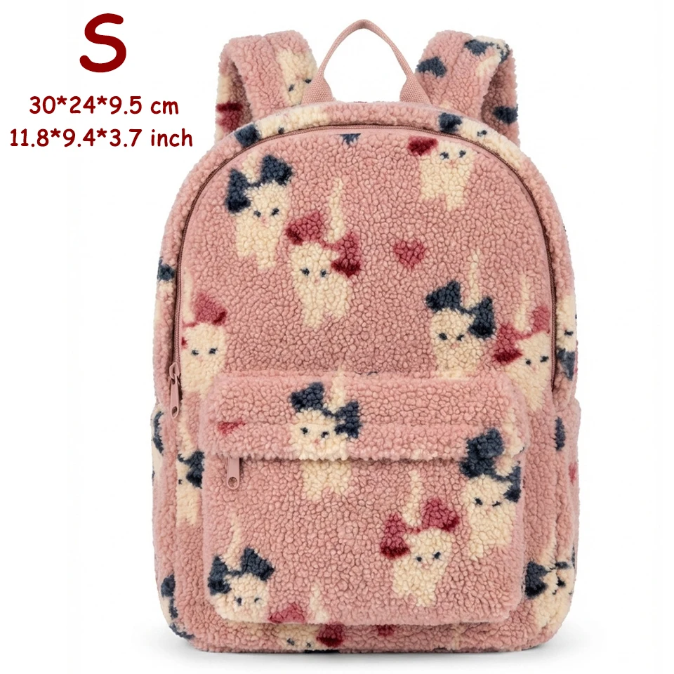 2026 KS Children Lamb Fleece Backpack Kid Outdoor Primary Schoolbag Baby Kindergarten Bags Boys Girls Gift Travel Bag Mommy Bags