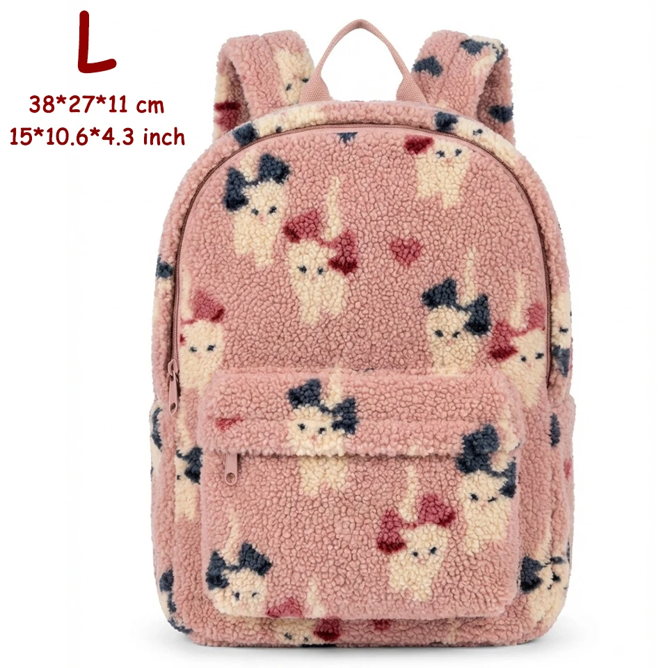 2026 KS Children Lamb Fleece Backpack Kid Outdoor Primary Schoolbag Baby Kindergarten Bags Boys Girls Gift Travel Bag Mommy Bags