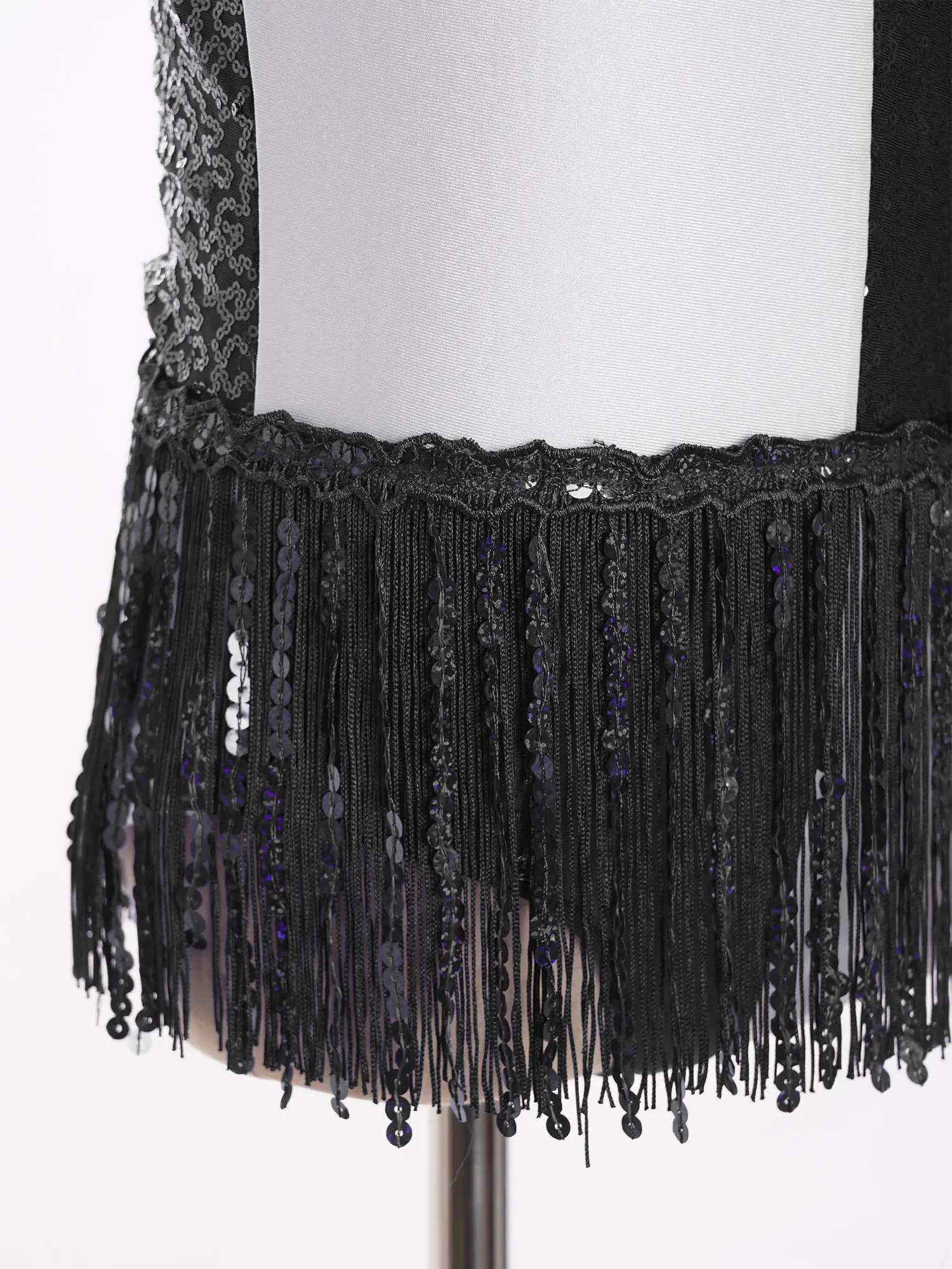 6-16Y Kids Girls Jazz Latin Dance Bodysuit Cha-cha Samba Rumba Tango Ballroom Dancewear Sleeveless Shiny Tassels Leotard Dress