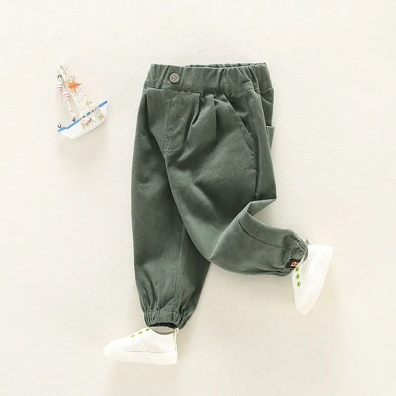 Korean Spring Autumn Infant Baby Boys Pants Cotton Solid Casual Harem Pants For Kids Boys Simple Toddler Boys Cargo Pants