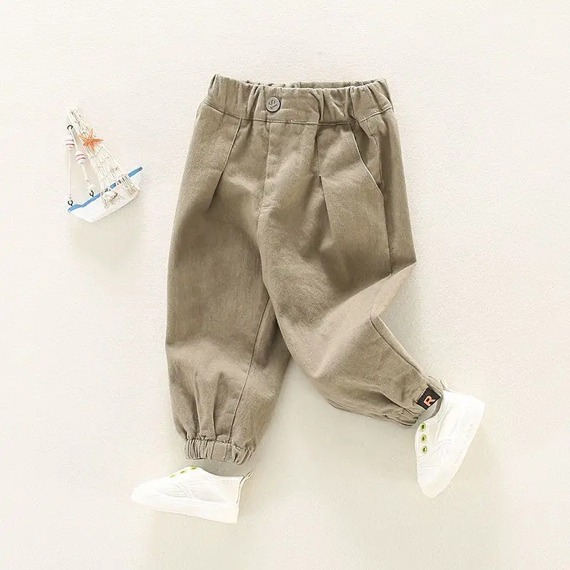 Korean Spring Autumn Infant Baby Boys Pants Cotton Solid Casual Harem Pants For Kids Boys Simple Toddler Boys Cargo Pants