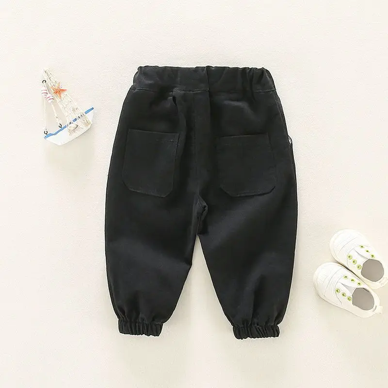 Korean Spring Autumn Infant Baby Boys Pants Cotton Solid Casual Harem Pants For Kids Boys Simple Toddler Boys Cargo Pants