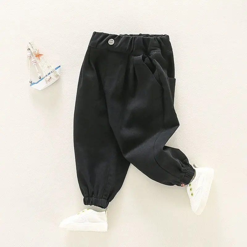 Korean Spring Autumn Infant Baby Boys Pants Cotton Solid Casual Harem Pants For Kids Boys Simple Toddler Boys Cargo Pants