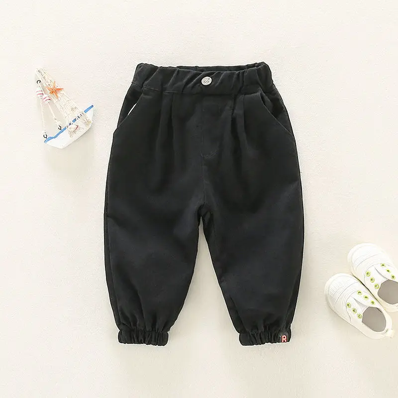 Korean Spring Autumn Infant Baby Boys Pants Cotton Solid Casual Harem Pants For Kids Boys Simple Toddler Boys Cargo Pants