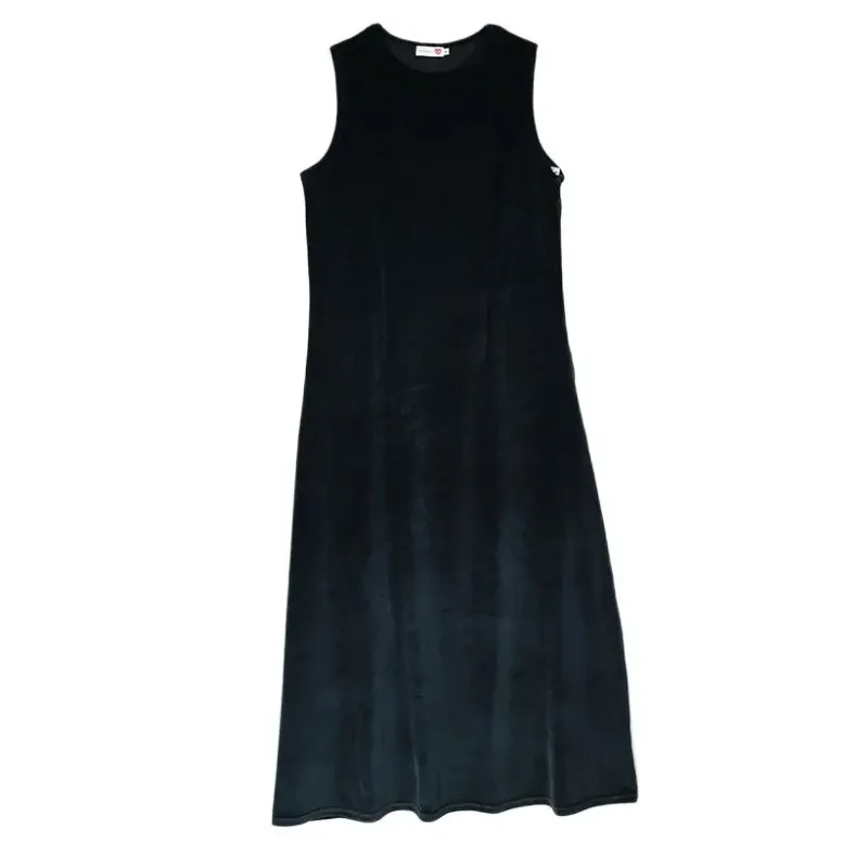 Elegant Maxi Women 3 Pieces Dress for Women and Girls Velour and Satin Top Black Sleeveless Dress for Lady Clothes XS-XXXL