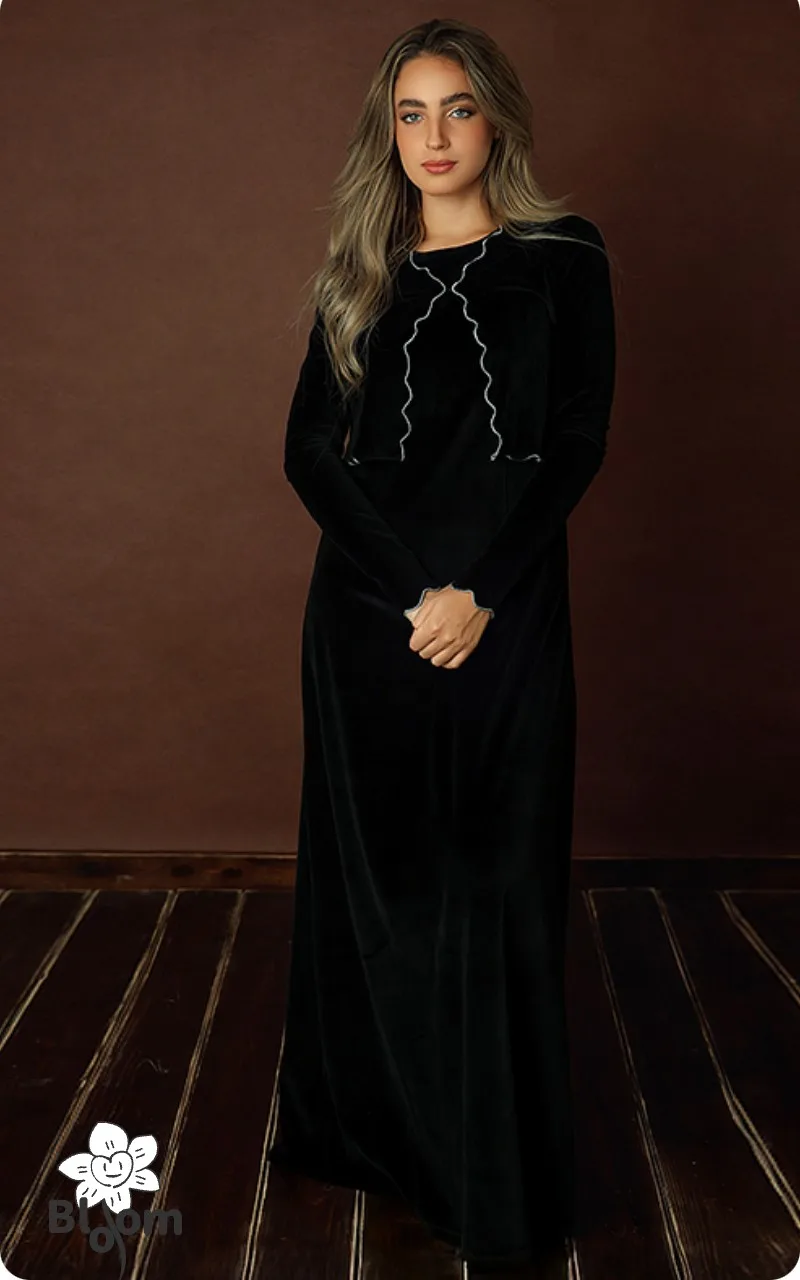 Elegant Maxi Women 3 Pieces Dress for Women and Girls Velour and Satin Top Black Sleeveless Dress for Lady Clothes XS-XXXL