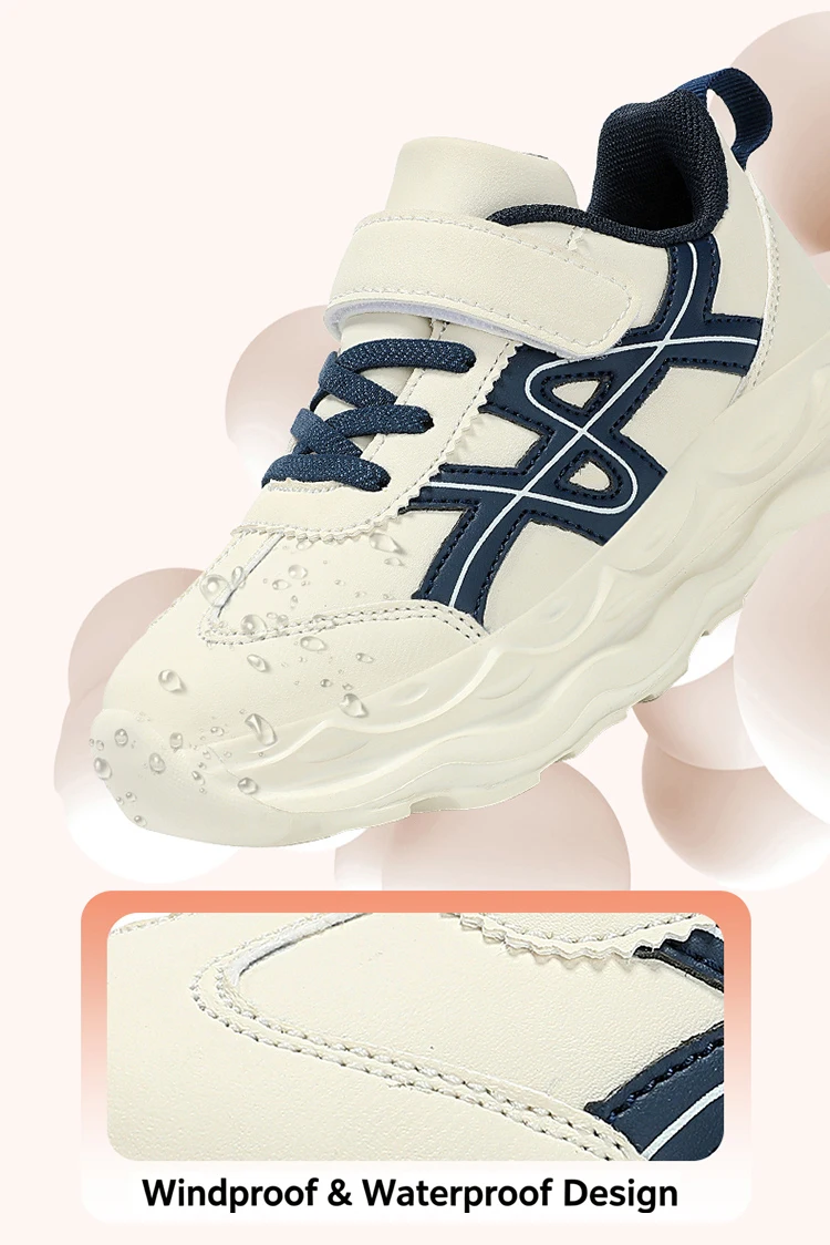 Children’s Black Causal PU Leather Running Shoes Anti-Slip Outdoor Sneakers for Boy and Girl Sport Tennis Size 30-39